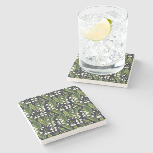 Lily of the Valley Floral Stone Untersetzer (Seitenansicht)