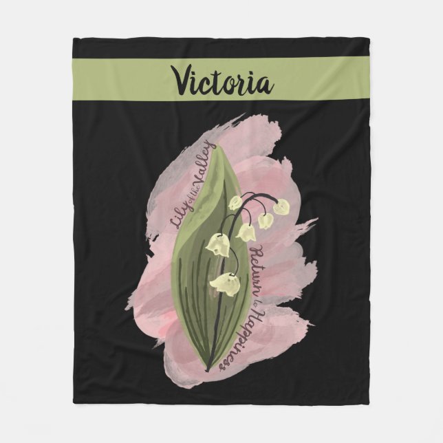 Lily of the Valley Glück Personalisiert Schwarz Fleecedecke (Vorderseite)