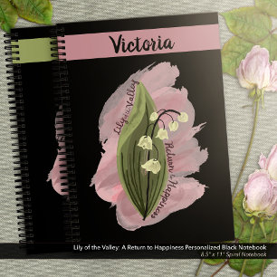 Lily of the Valley Glück Personalisiert Schwarz Notizbuch