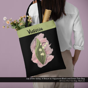 Lily of the Valley Glück Personalisiert Schwarz Tasche