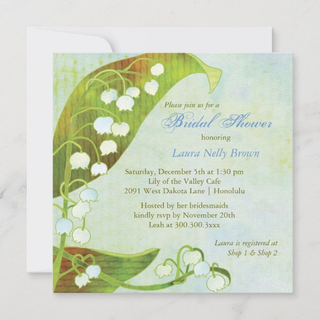 Lily of the Valley Green Floral Brautparty Einladung (Vorderseite)