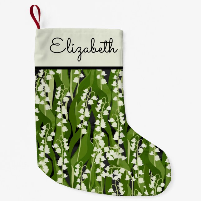 Lily of the Valley Greenery Individuelle Name Kleiner Weihnachtsstrumpf (Vorderseite)