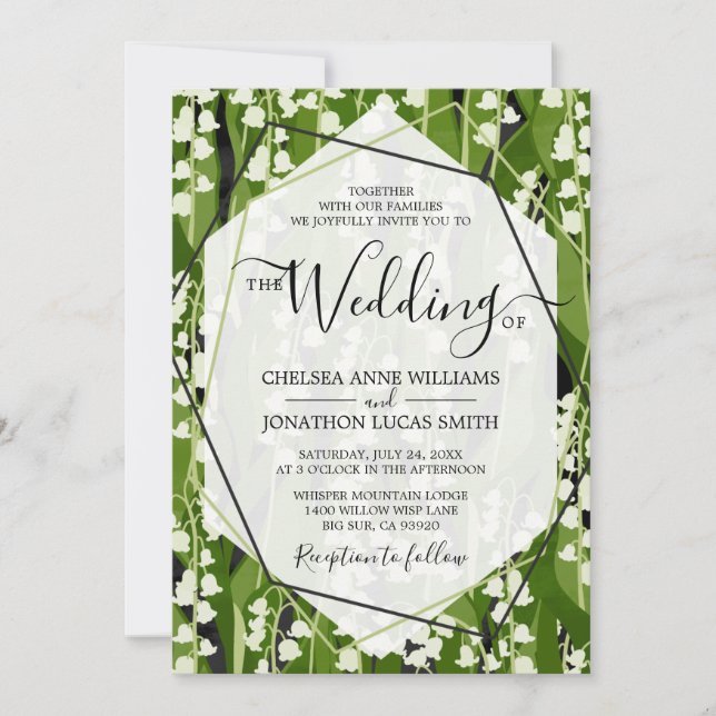 Lily of the Valley Greenery Wedding Einladung (Vorderseite)