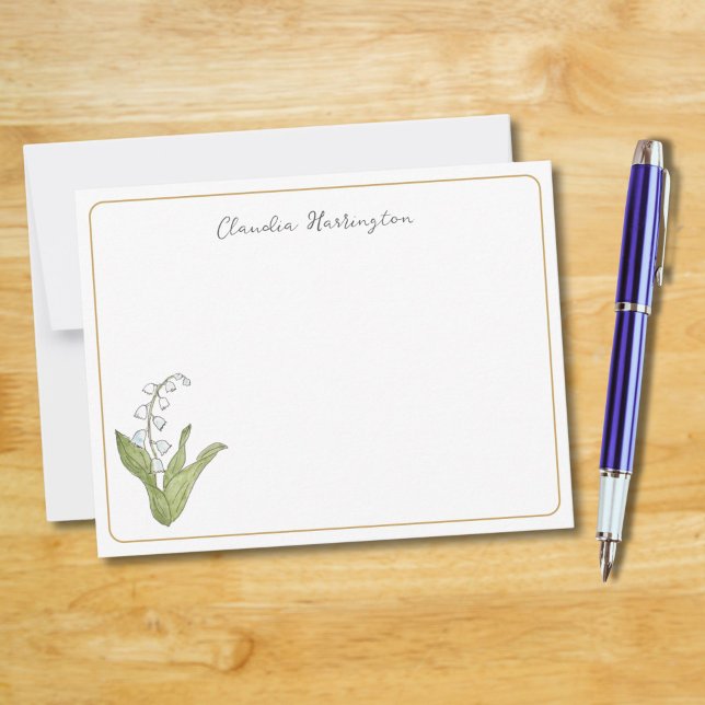 Lily of the Valley Hand-Illustrierte Frühlingsflor Mitteilungskarte (These lily of the valley note cards feature my own original watercolor art of the pretty wildflower.)