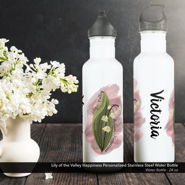 Lily of the Valley Happiness Personalisiert Edelstahlflasche (Lily of the Valley Happiness Personalized Stainless Steel Water Bottle)