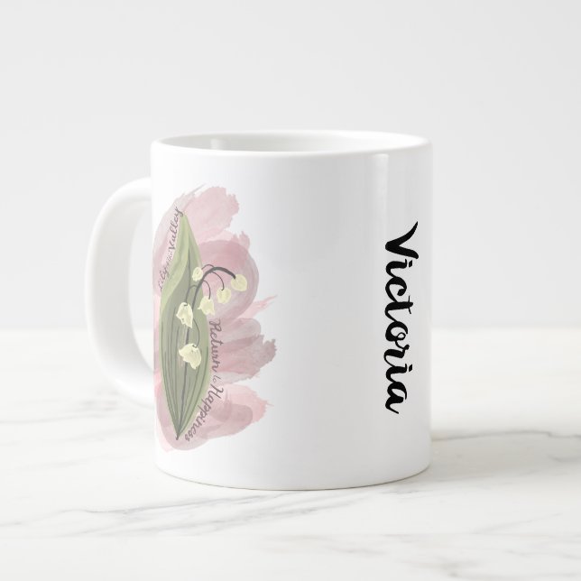 Lily of the Valley Happiness Personalisiert Jumbo-Tasse (Vorderseite Links)
