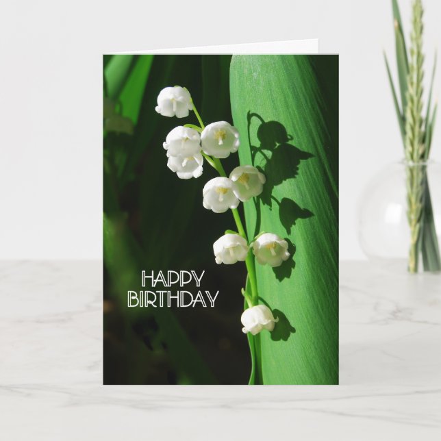 Lily of the Valley Happy Birthday Karte (Vorderseite)
