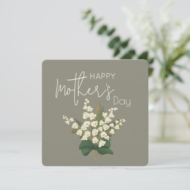 Lily of the Valley Happy Mother Day Feiertagskarte (Stehend Vorderseite)