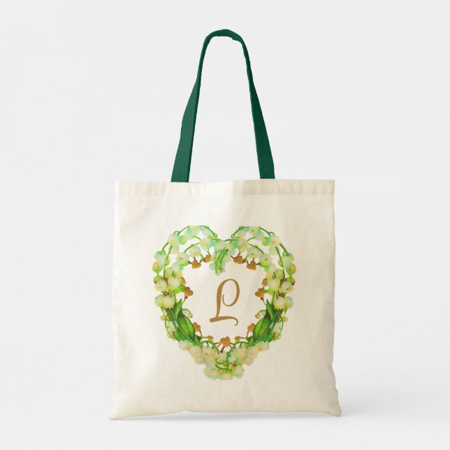 Lily-of-the-Valley-Herz Personalisiert Tragetasche (Rückseite)