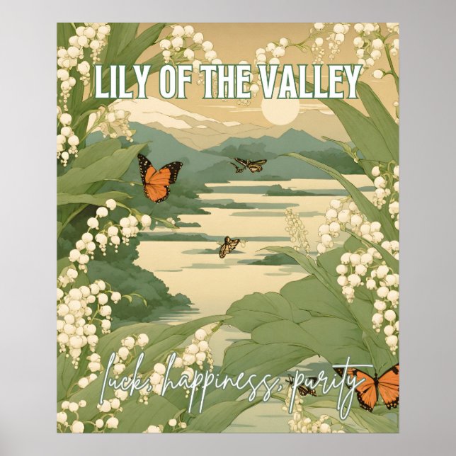 Lily of the Valley May Birth Month Blume Japanisch Poster (Vorne)
