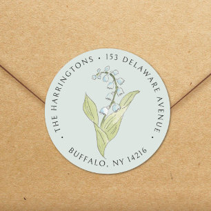 Lily of the Valley May sage florale Rücksendeadres Runder Aufkleber