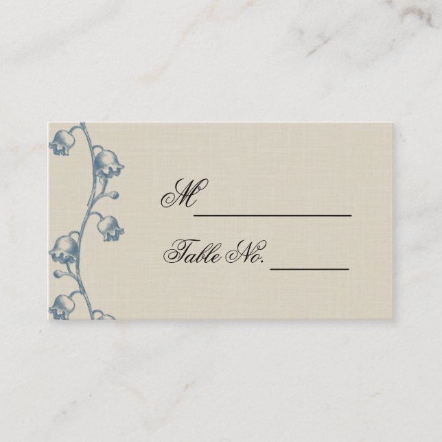 Lily of the Valley on Ecru Line Wedding Platzkarte (Vorderseite)