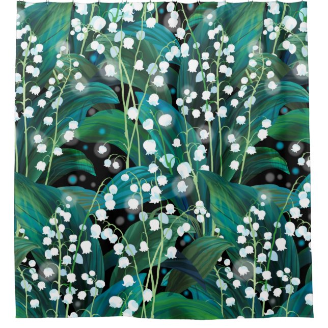 Lily of the Valley. Seamless background pattern Duschvorhang (Vorderseite)