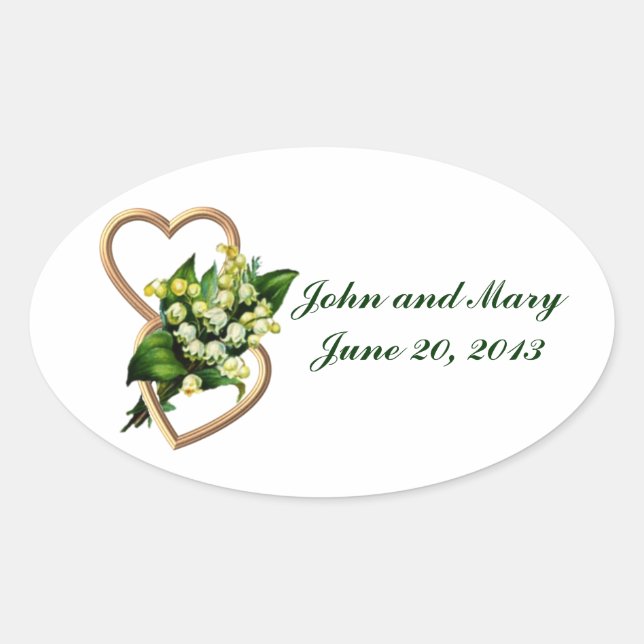 Lily of the Valley Wedding Erinnerungen Ovaler Aufkleber (Vorderseite)