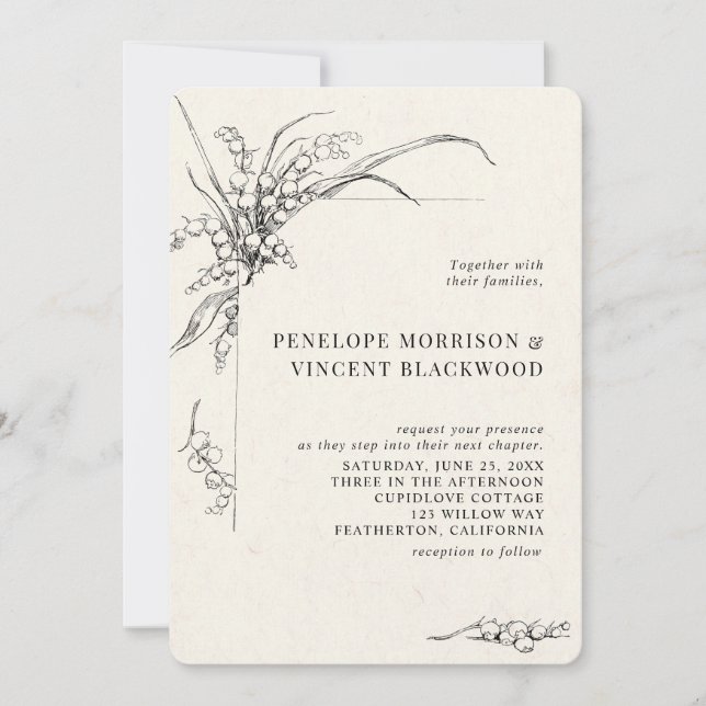 Lily-of-the-Valley Wedding Invitation Einladung (Vorderseite)
