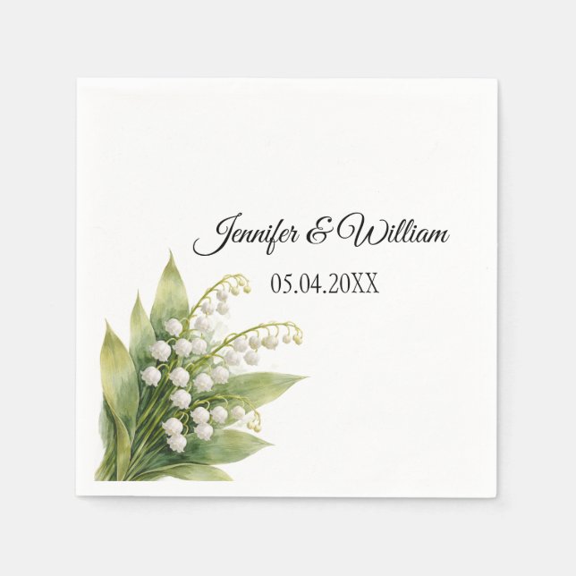 Lily Of The Valley White Floral Wedding Serviette (Vorderseite)