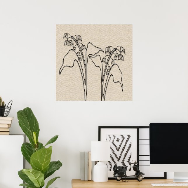 Lily of the Valley Zeichnend Leinwand Blume Poster (Heimbüro)