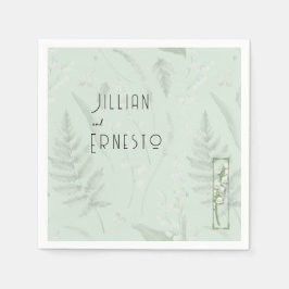 Lily of Valley | Bildgrün mit Illustration Serviette