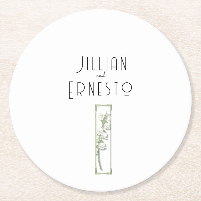 Lily of Valley Collection | White Custom Napkins Runder Pappuntersetzer (Vorderseite)