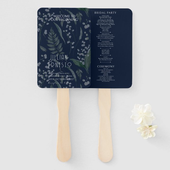 Lily of Valley Ferns | Dark Blue Foto Program Fächer (Vorne und Hinten)