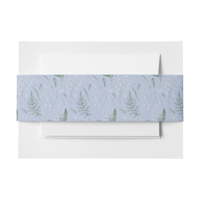 Lily of Valley mit Ferns | Babyblau Einladungsbanderole (Vorderseite Beispiel)