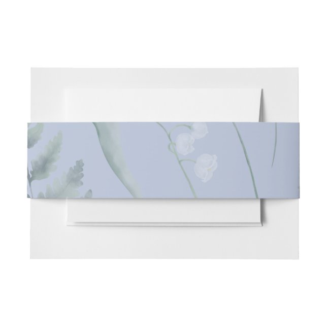 Lily of Valley mit Ferns | Babyblau Einladungsbanderole (Vorderseite Beispiel)
