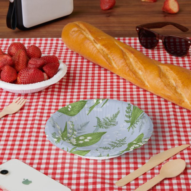 Lily of Valley mit Ferns | Babyblau Pappteller (Picknick)