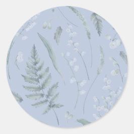 Lily of Valley mit Ferns | Babyblau Runder Aufkleber