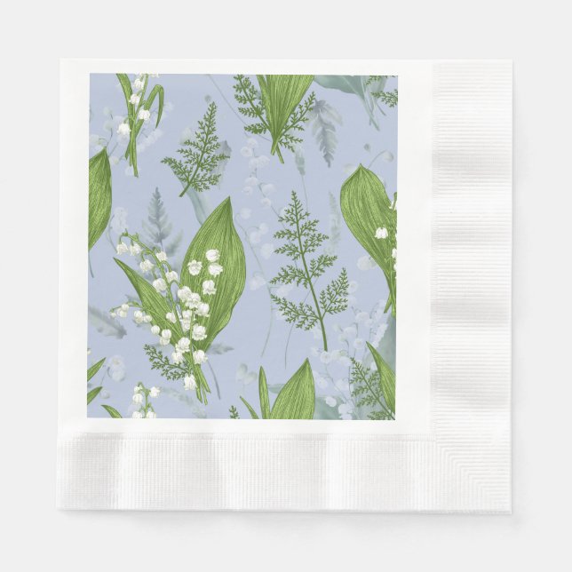 Lily of Valley mit Ferns | Babyblau Serviette (Vorderseite)