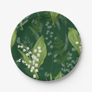 Lily of Valley mit Ferns DDC Green Non Custom Pappteller