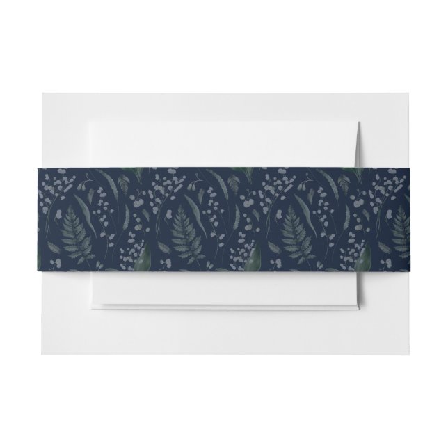 Lily of Valley mit Ferns | Dunkelblau Einladungsbanderole (Vorderseite Beispiel)