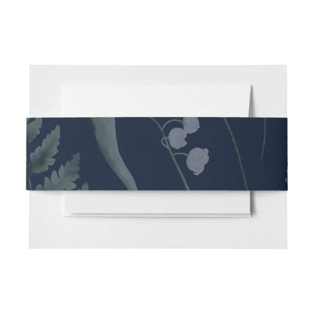 Lily of Valley mit Ferns | Dunkelblau Einladungsbanderole (Vorderseite Beispiel)