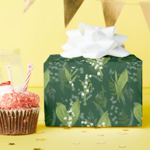 Lily of Valley mit Ferns Dunkelgrün Geschenkpapier