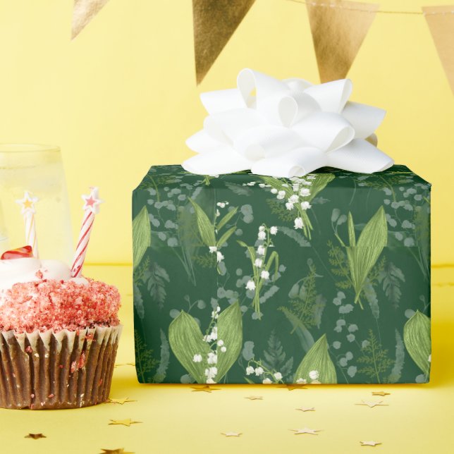 Lily of Valley mit Ferns | Dunkelgrün Geschenkpapier (Geburtstagsparty)