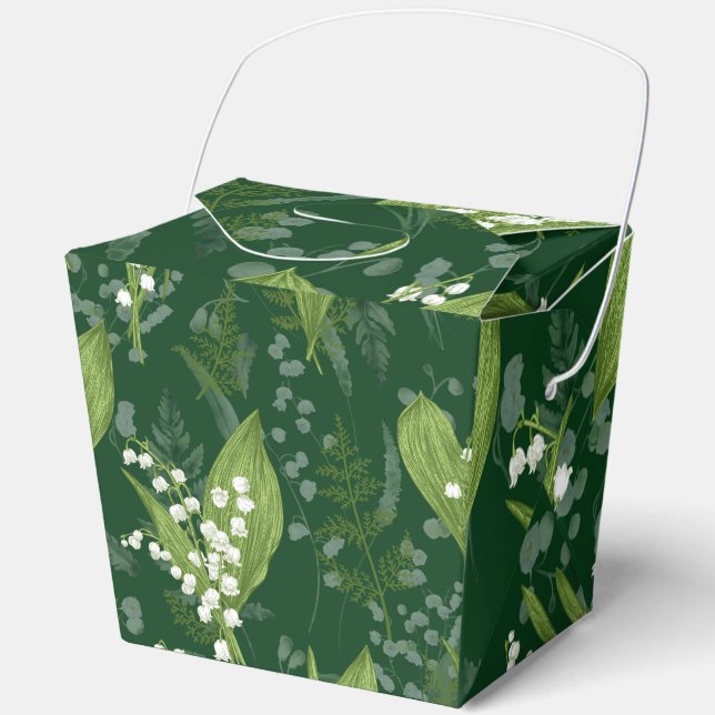 Lily of Valley mit Ferns | Dunkelgrün Geschenkschachtel (Vorderseite)