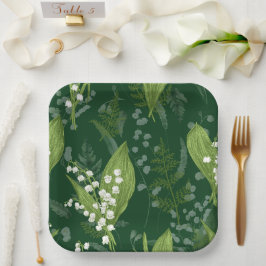 Lily of Valley mit Ferns | Dunkelgrün, nicht kunde Pappteller