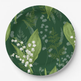 Lily of Valley mit Ferns | Dunkelgrün, nicht kunde Pappteller