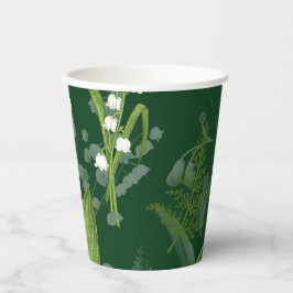 Lily of Valley mit Ferns | Dunkelgrün Pappbecher