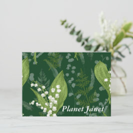 Lily of Valley mit Ferns | Dunkelgrüne Gewohnheit Mitteilungskarte