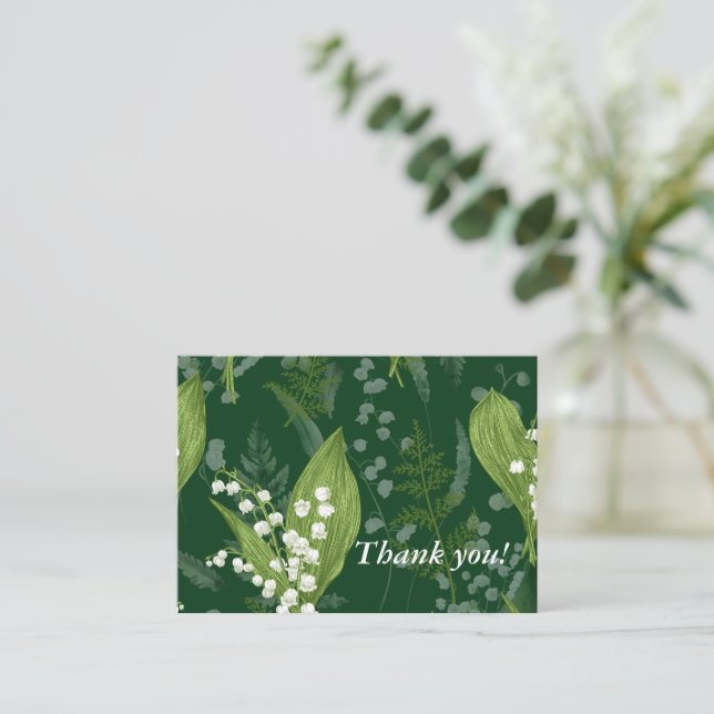 Lily of Valley mit Ferns | Dunkelgrüne Gewohnheit Mitteilungskarte (Stehend Vorderseite)