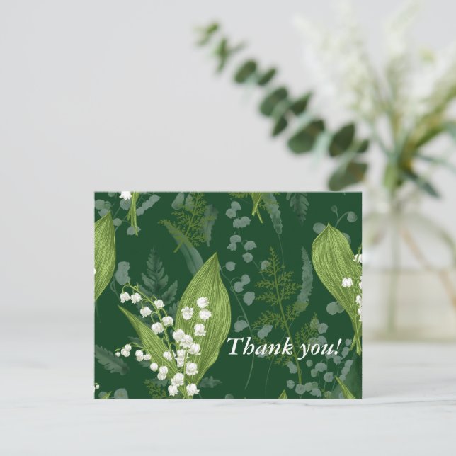 Lily of Valley mit Ferns | Dunkelgrüne Gewohnheit Mitteilungskarte (Stehend Vorderseite)