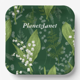 Lily of Valley mit Ferns   Dunkelgrüne Gewohnheit Pappteller