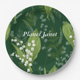 Lily of Valley mit Ferns | Dunkelgrüne Gewohnheit Pappteller