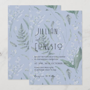 Lily of Valley mit Ferns Light Blue-Zoll Einladung