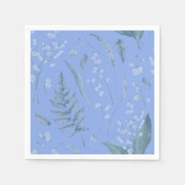 Lily of Valley mit Ferns | Mittelblauer Napkins Serviette