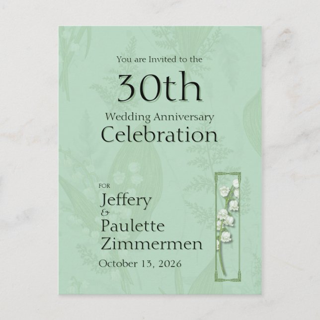 Lily of Valley mit Ferns | Sage Green Custom Postkarte (Vorderseite)