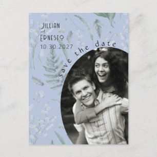 Lily of Valley Periwinkle Blue - Save the Date Postkarte