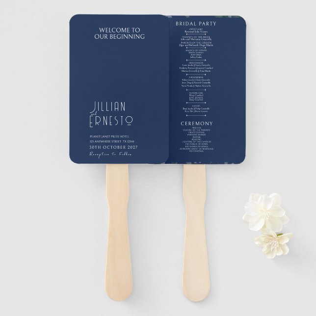 Lily of Valley | Programm "Solid Dark Blue Foto" Fächer (Vorne und Hinten)