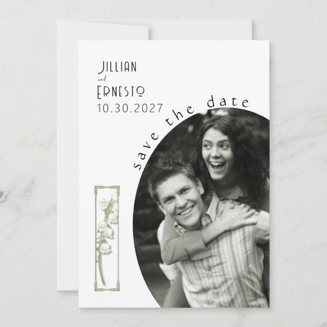 Lily of Valley | Weiß Save the Date v2 Einladung (Vorderseite)