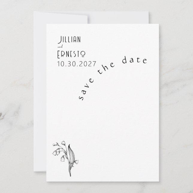 Lily of Valley | Weißes Save the Date Einladung (Vorderseite)
